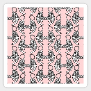 White Tiger Pattern on Pink Background Sticker